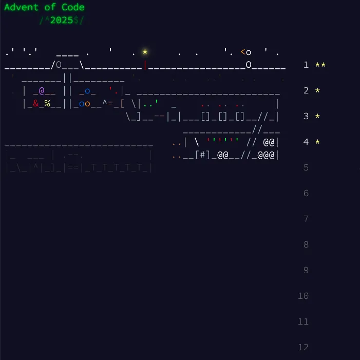 Titelbild von Advent of Code 2025 - 5 Stars
